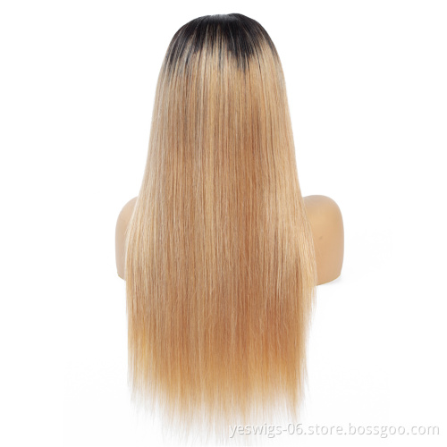 Wholesale Indian Virgin Cuticle Aligned Hair Lace Closure Wigs 1B 27 1b 30 1B 99j Burgundy Ombre Color Human Hair Lace Front Wig